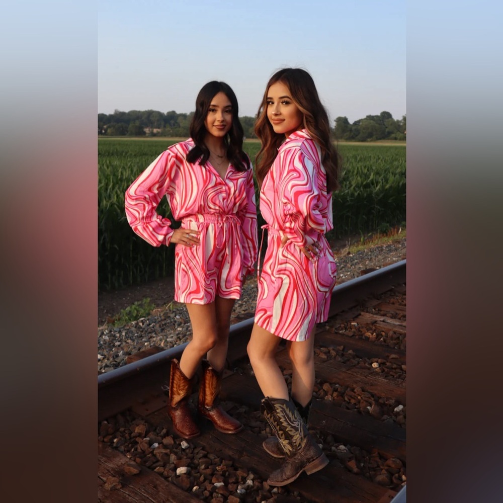 Vibrant Pink and White Swirl Jumpsuit
